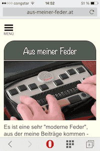 Screenshot von www.aus-meiner-feder.at auf dem iPhone
