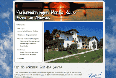 Screenshot von www.bauer-bernau.de - Ferienwohnungen Monika Bauer