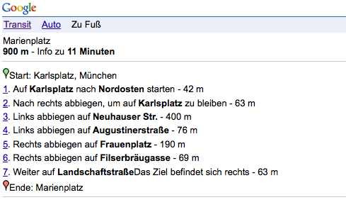 Screenshot Routenbeschreibung