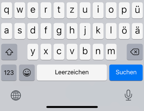 Die iOS-Tastatur mit dem Suchen-Button