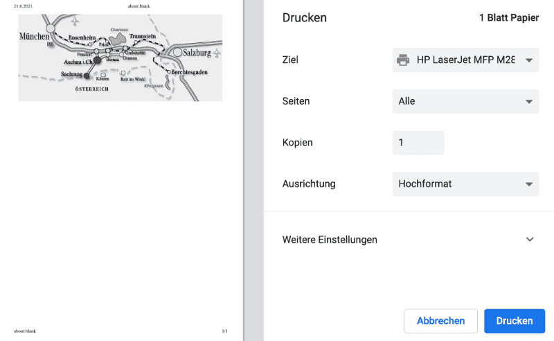 Screenshot Druckdialog