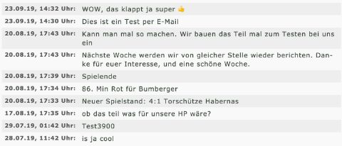 Screenshot des sms2web Tickers