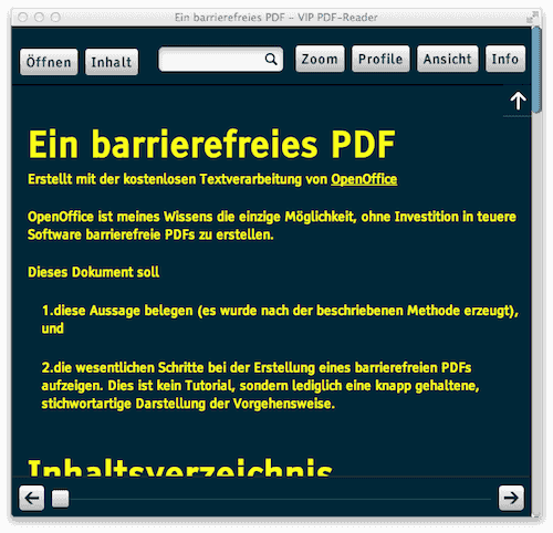 Screenshot des VIP PDF-Readers